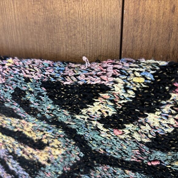 Vtg 90s Y2K South Cotton Womens L Hand Knitted Cardigan Sweater Heavy Y Pattern - Picture 11 of 11